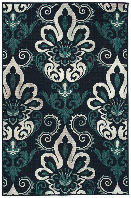 Kaleen Bitki Collection Navy Teal Area Rug 5'3" x 5'3"