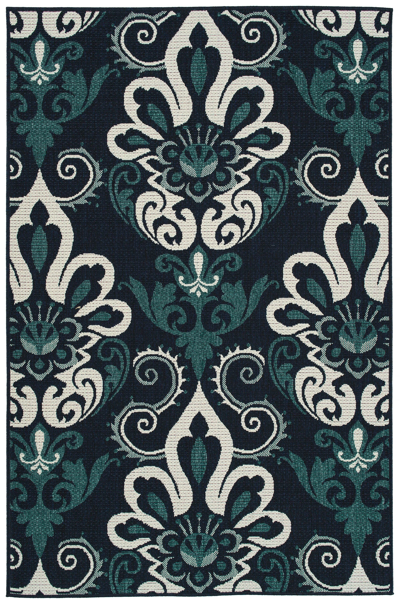 Kaleen Bitki Collection Navy Teal Throw Rug 1'11" x 3'7"