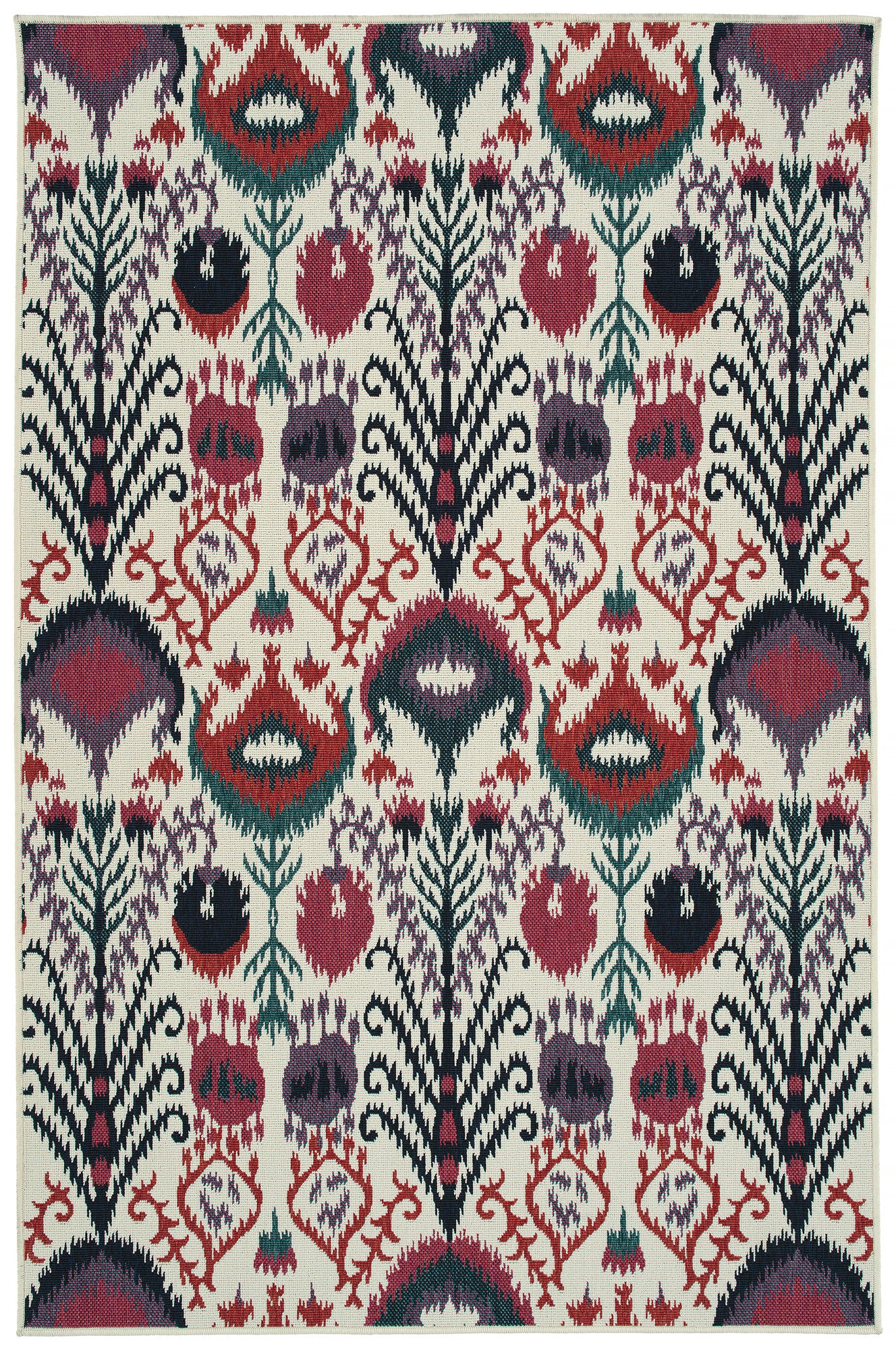 Kaleen Bitki Collection Ivory Red Area Rug 5'3" x 5'3"
