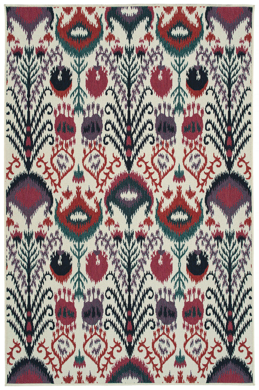 Kaleen Bitki Collection Ivory Red Area Rug 7'10 x 10'10"