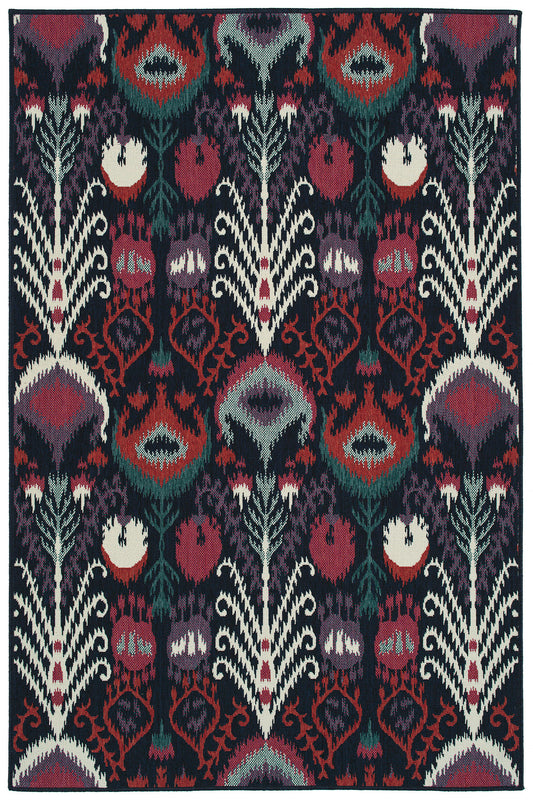 Kaleen Bitki Collection Navy Ivory Area Rug 3'11" x 5'7"