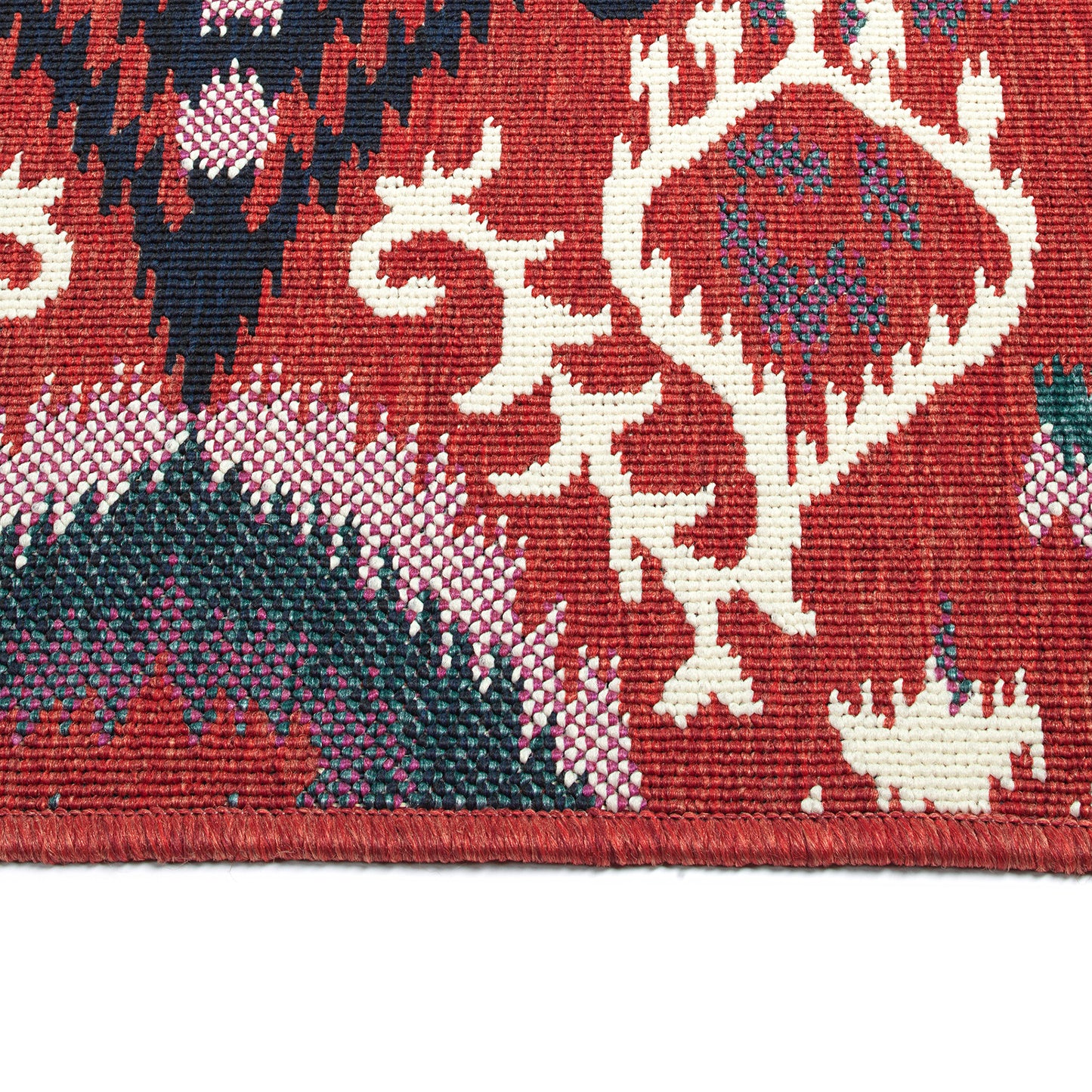 Kaleen Bitki Collection Red Navy Area Rug 5'3" x 5'3"