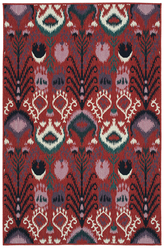 Kaleen Bitki Collection Red Navy Area Rug 5'3" x 7'6"