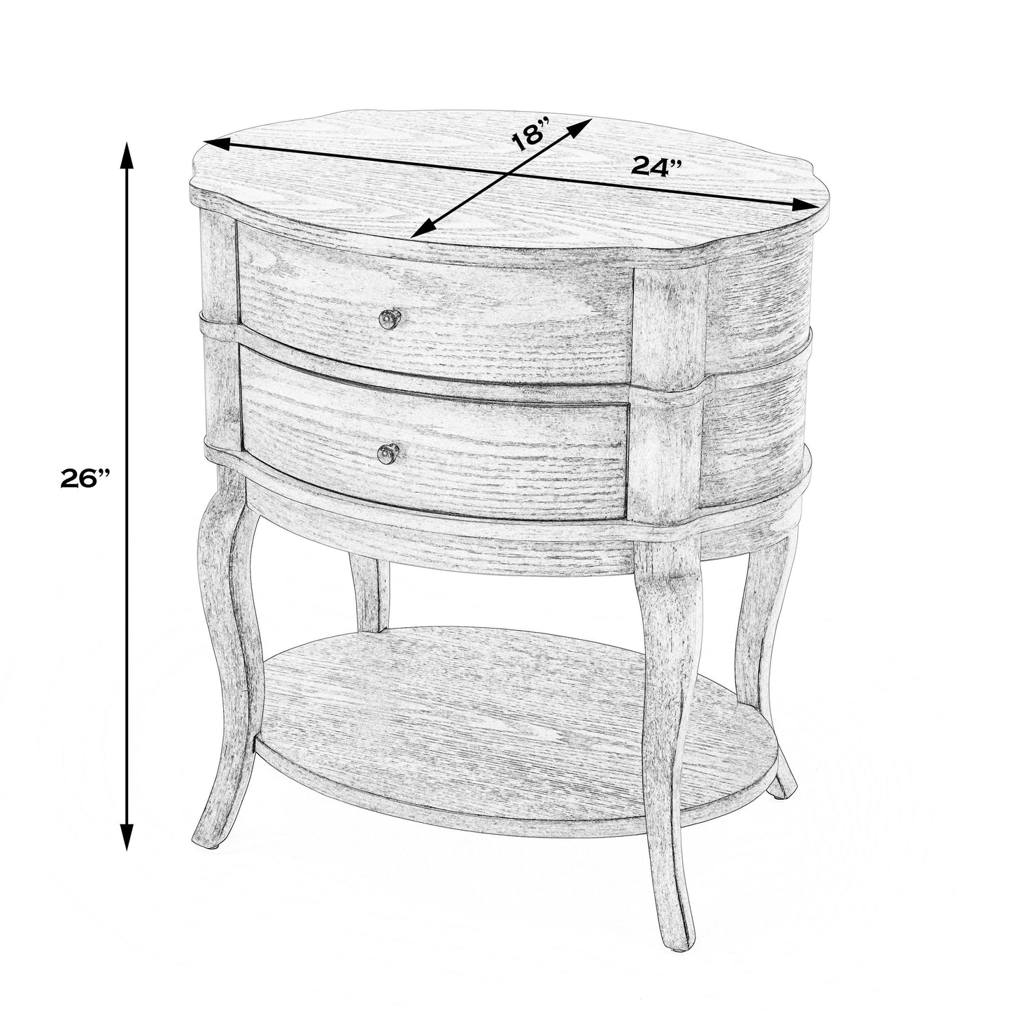 Butler Specialty Company, Jarvis Oval 2-Drawer Side Table, Beige
