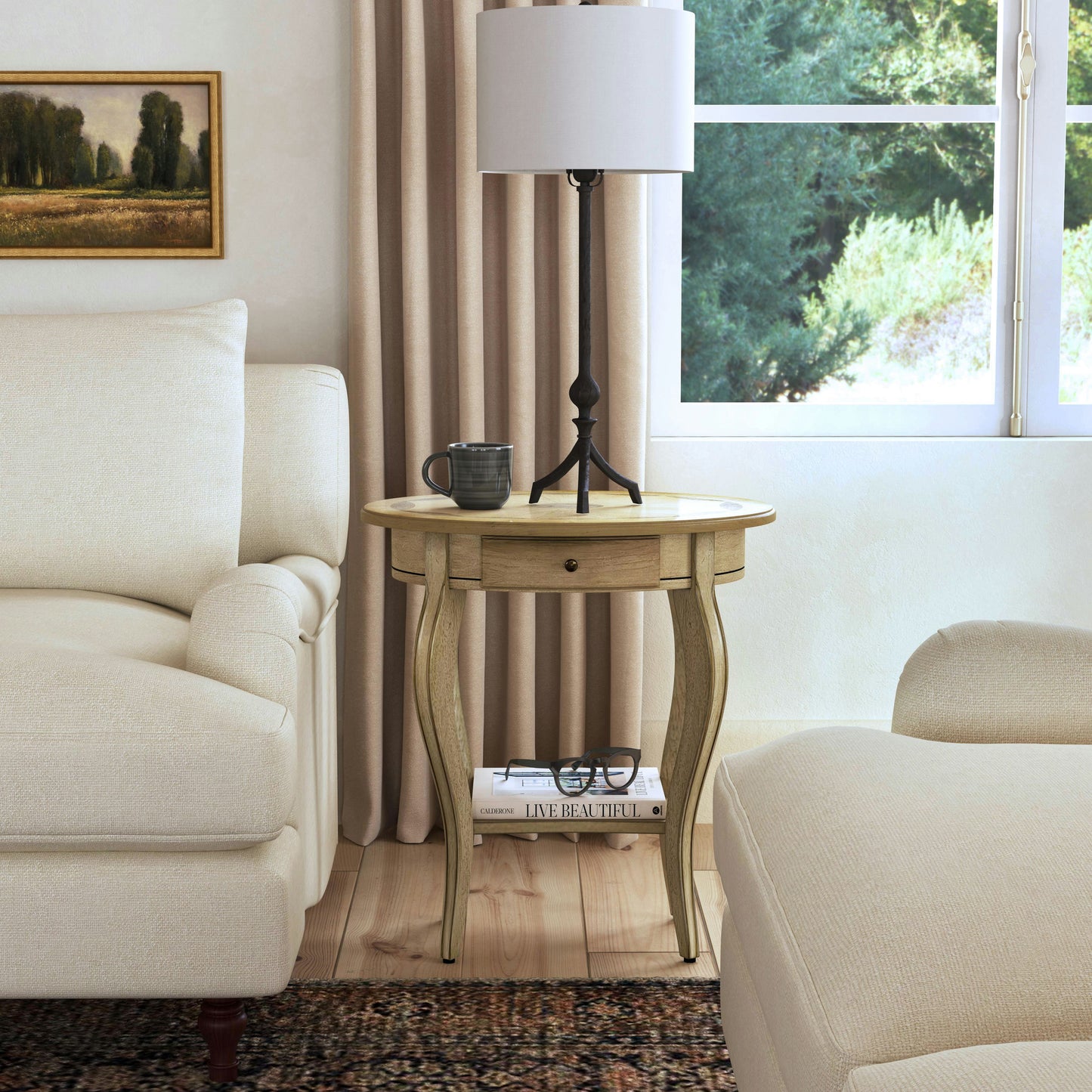 Butler Specialty Company, Jeanette Oval Wood Accent Table, Beige