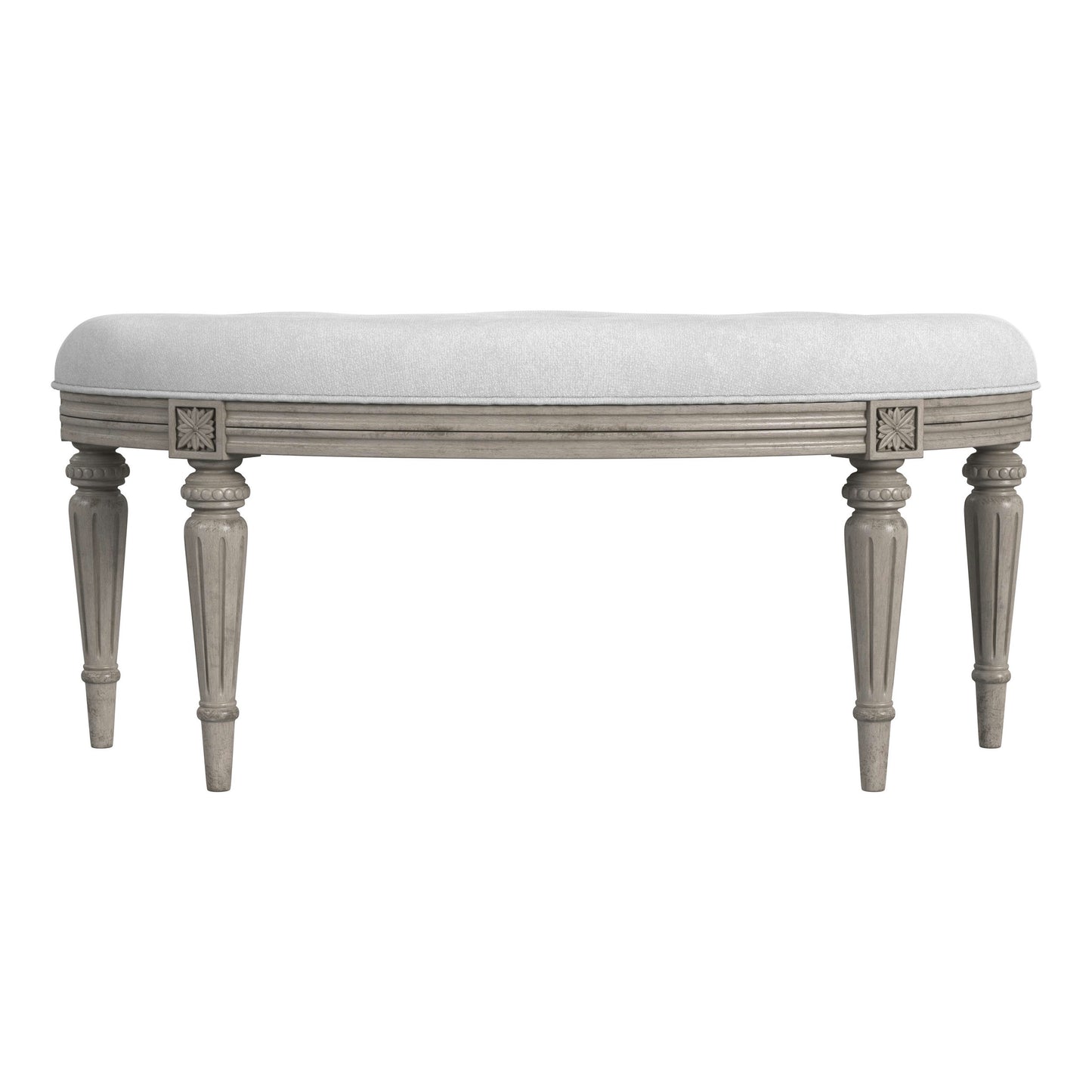 Butler Specialty Company, Tamara Upholstered Demilune 45"W Bench, Gray/Beige