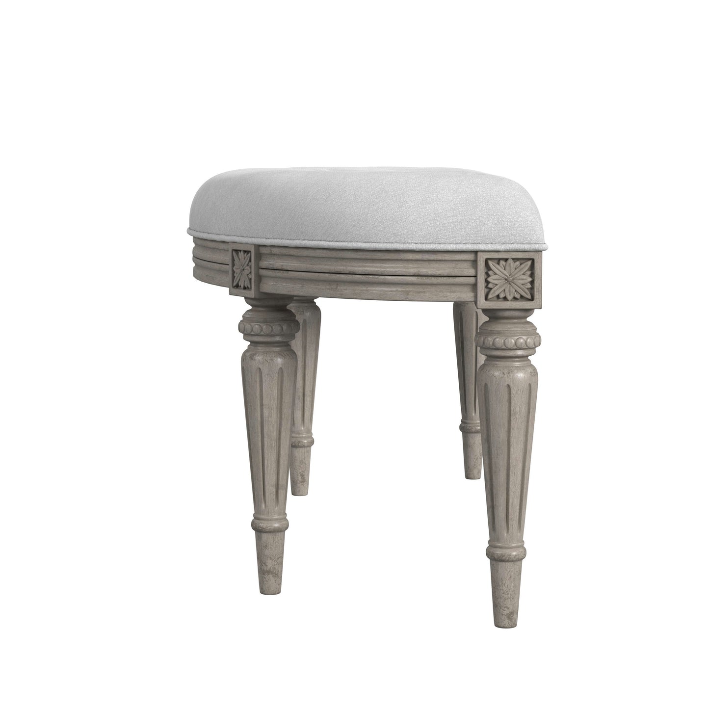 Butler Specialty Company, Tamara Upholstered Demilune 45"W Bench, Gray/Beige