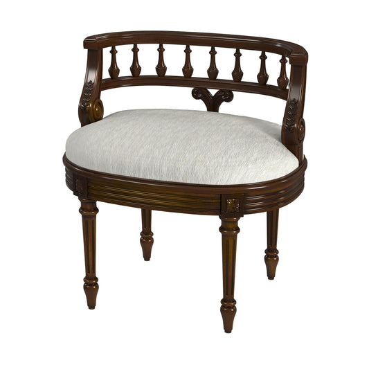 Butler Specialty Company, Hathaway Upholstered 22.5"W Antique Cherry Vanity Seat