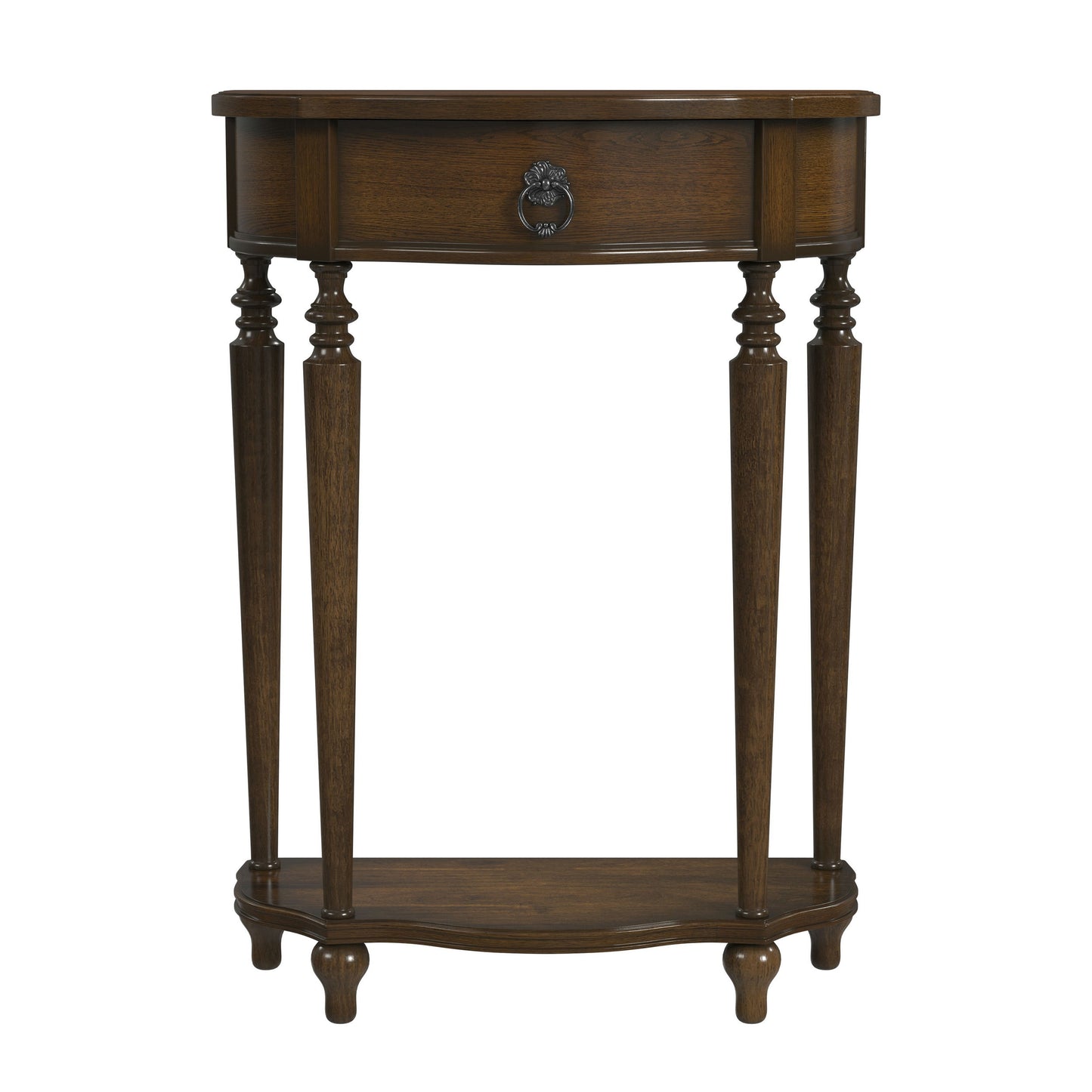 Ashby Demilune Console Table with Storage, Antique Cherry