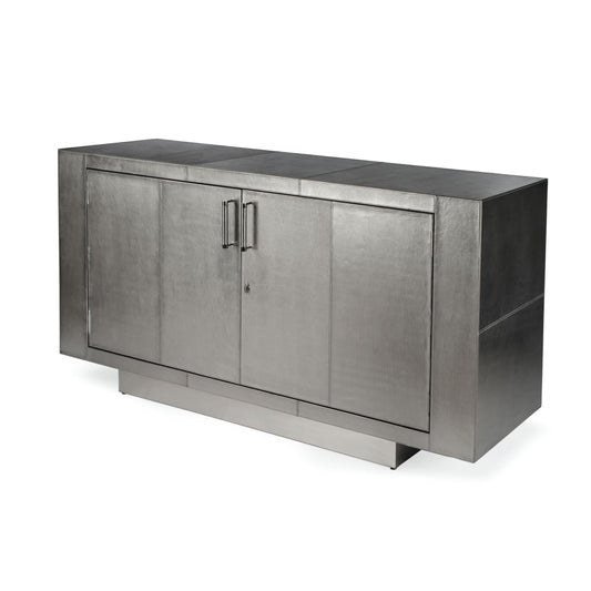 Butler Specialty Company, Francois Silver Leather 70.5" Buffet Sideboard, Silver