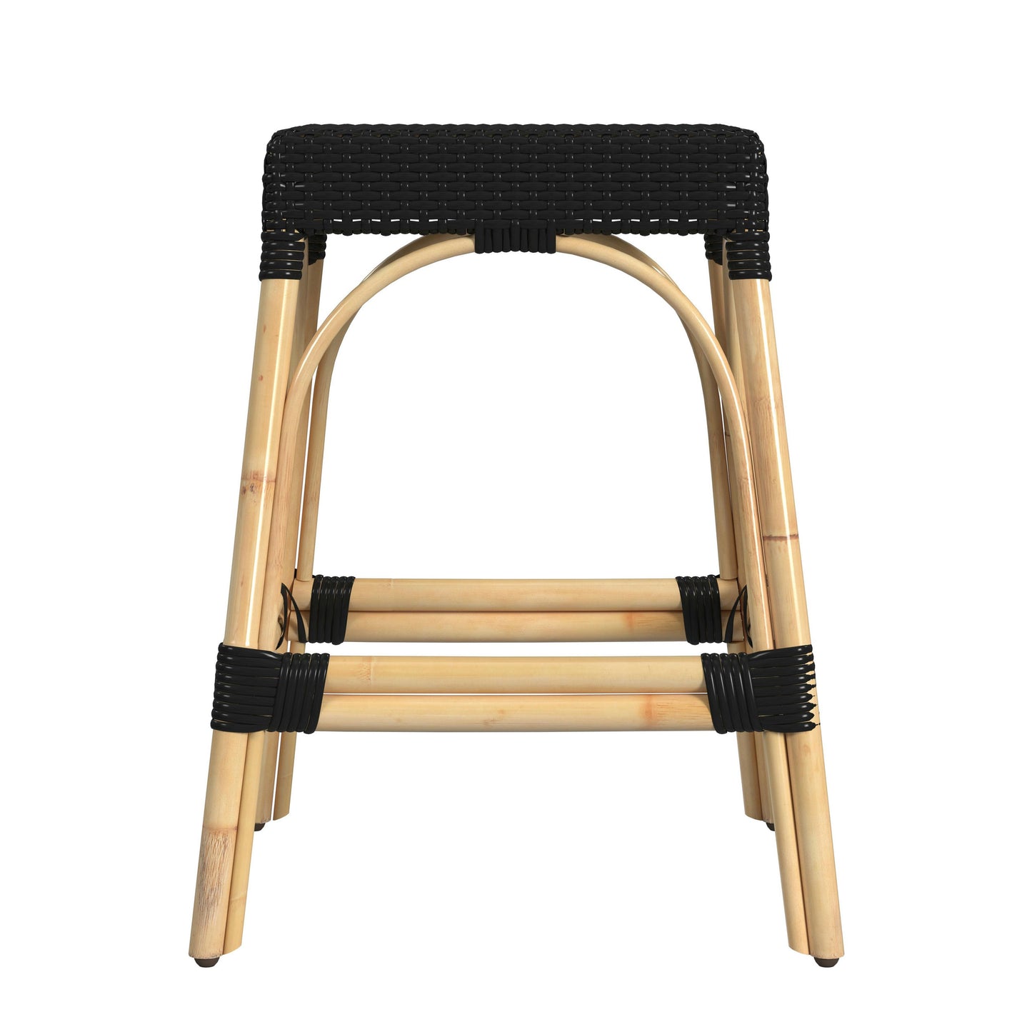 Butler Specialty Company, Robias Rectangular Rattan 24.5" Counter Stool, Black