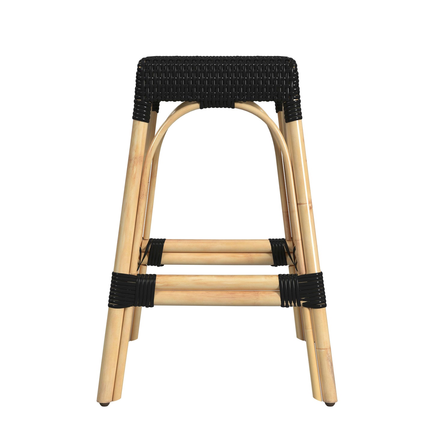 Butler Specialty Company, Robias Rectangular Rattan 24.5" Counter Stool, Black