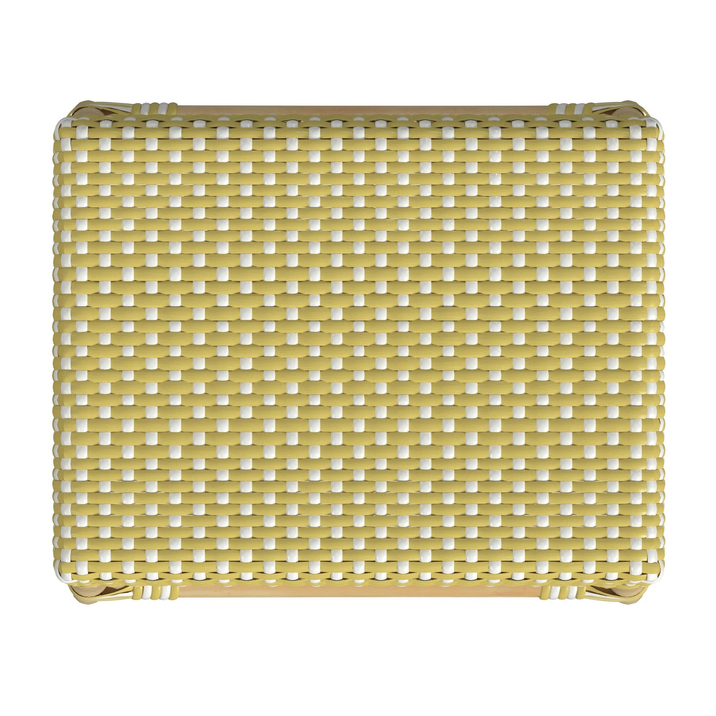 Robias Rectangular Rattan 24.5" Counter Stool, Yellow and White Dot