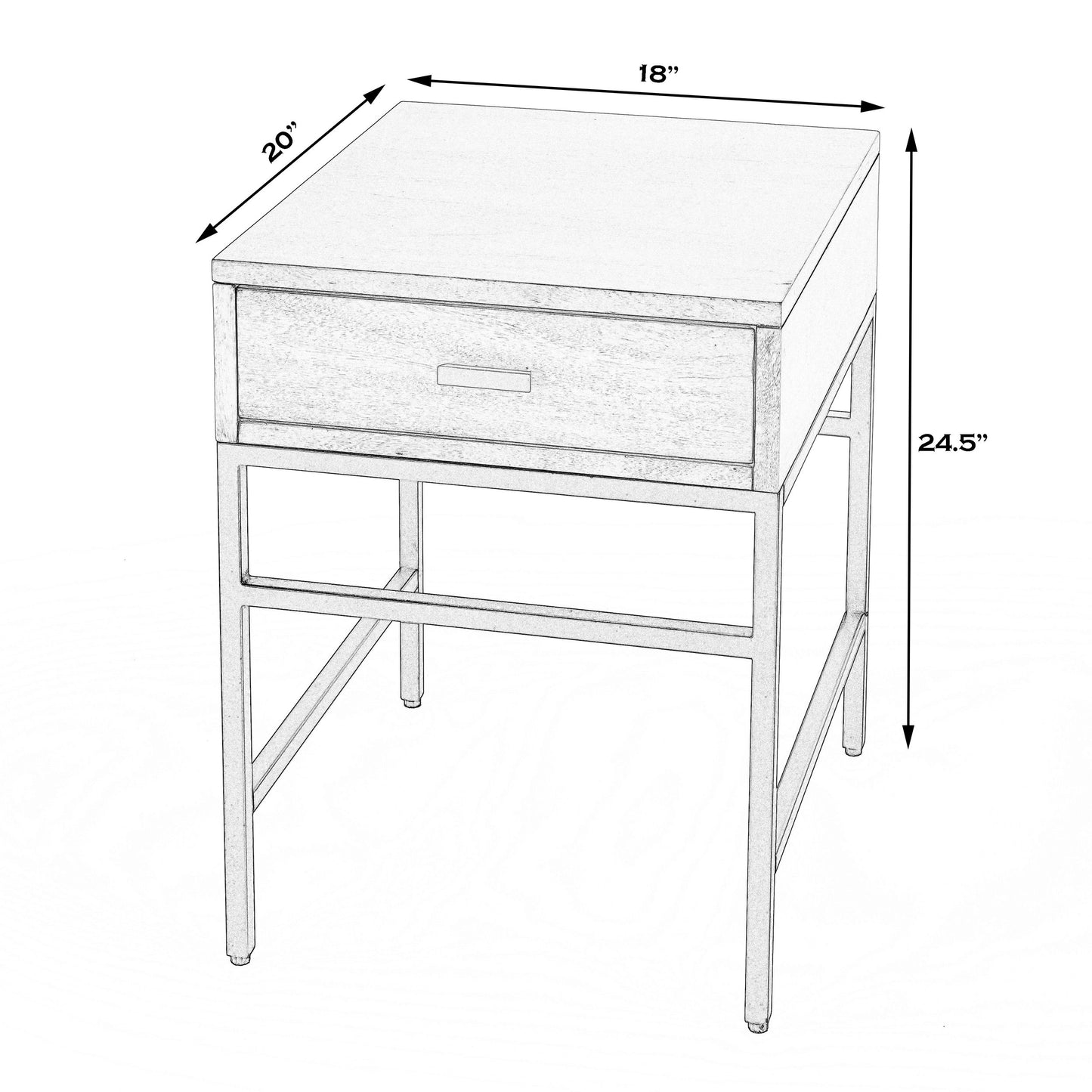 Butler Specialty Company, Hans 1 Drawer Wood and Iron End Table, Natural