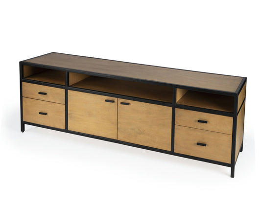 Butler Specialty Company, Hans Wood and Iron 78" TV Stand with Storage, Natural