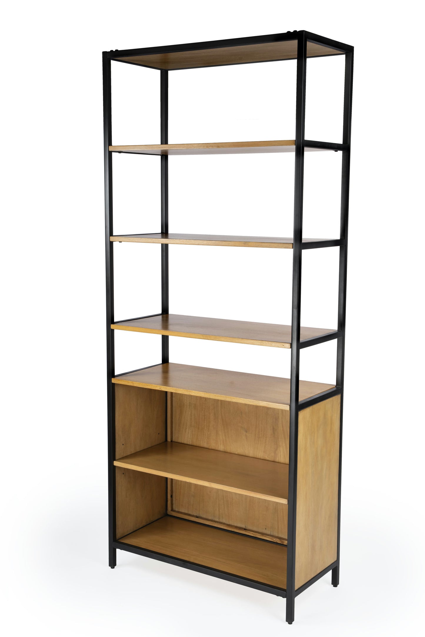 Hans 35.25" W x 84.25"H Etagere Bookcase with Doors, Natural