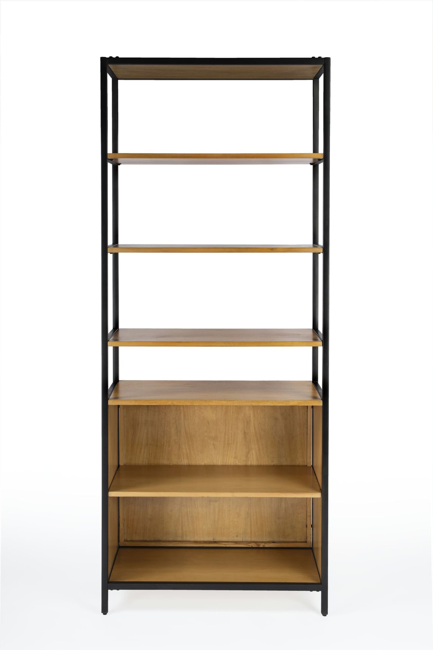 Hans 35.25" W x 84.25"H Etagere Bookcase with Doors, Natural