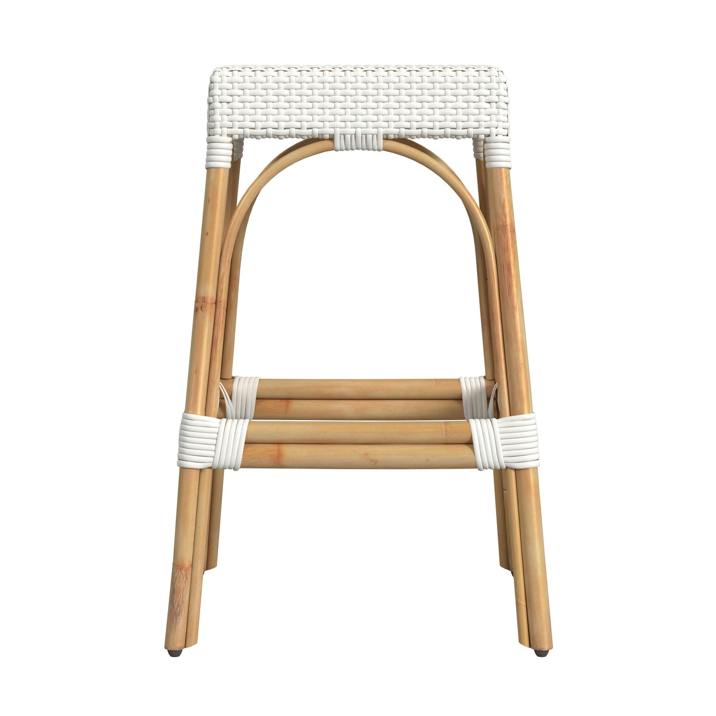 Butler Specialty Company, Robias Rectangular Rattan 30" Bar Stool, Glossy White