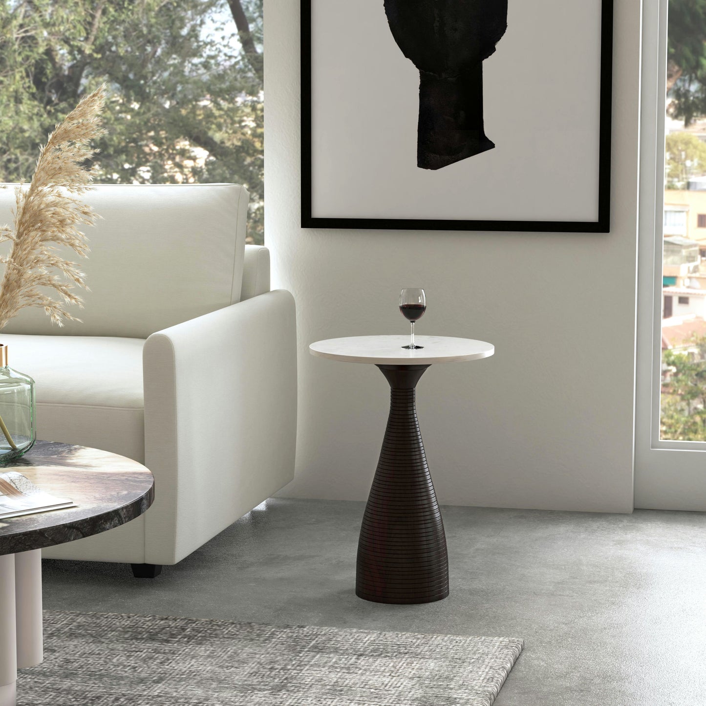 Butler Specialty Company, Julia Marble Pedestal End Table, Brown