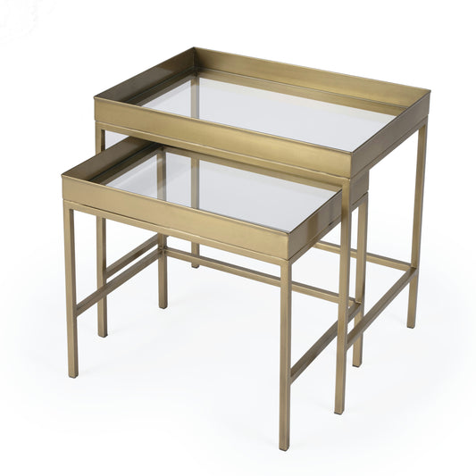Butler Specialty Company, Lenny 2 Piece Glass Nesting Tables, Gold