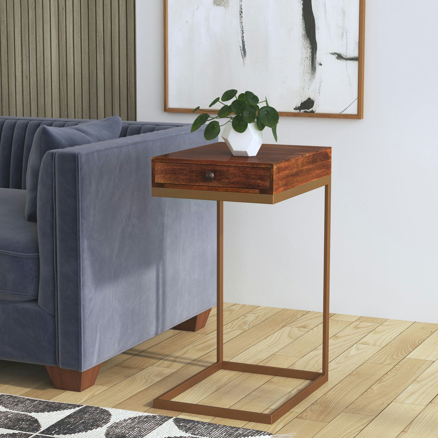 Butler Specialty Company, Alec 1 Drawer C Shaped End Table, Brown