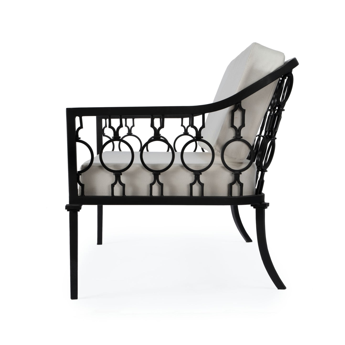 Butler Specialty Company, Southport Iron Upholstered Outdoor Loveseat, Black