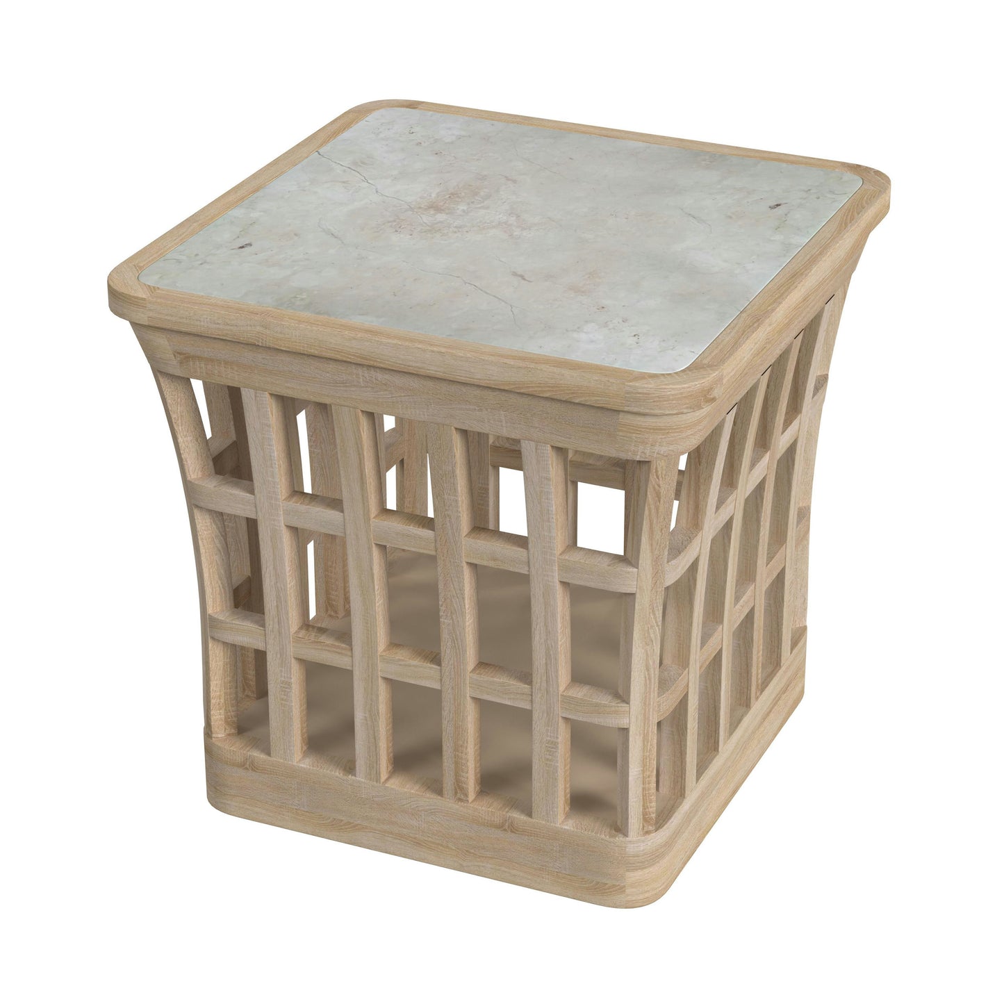 Butler Specialty Company, Monhegan Outdoor Teak and Marble End Table, Cream