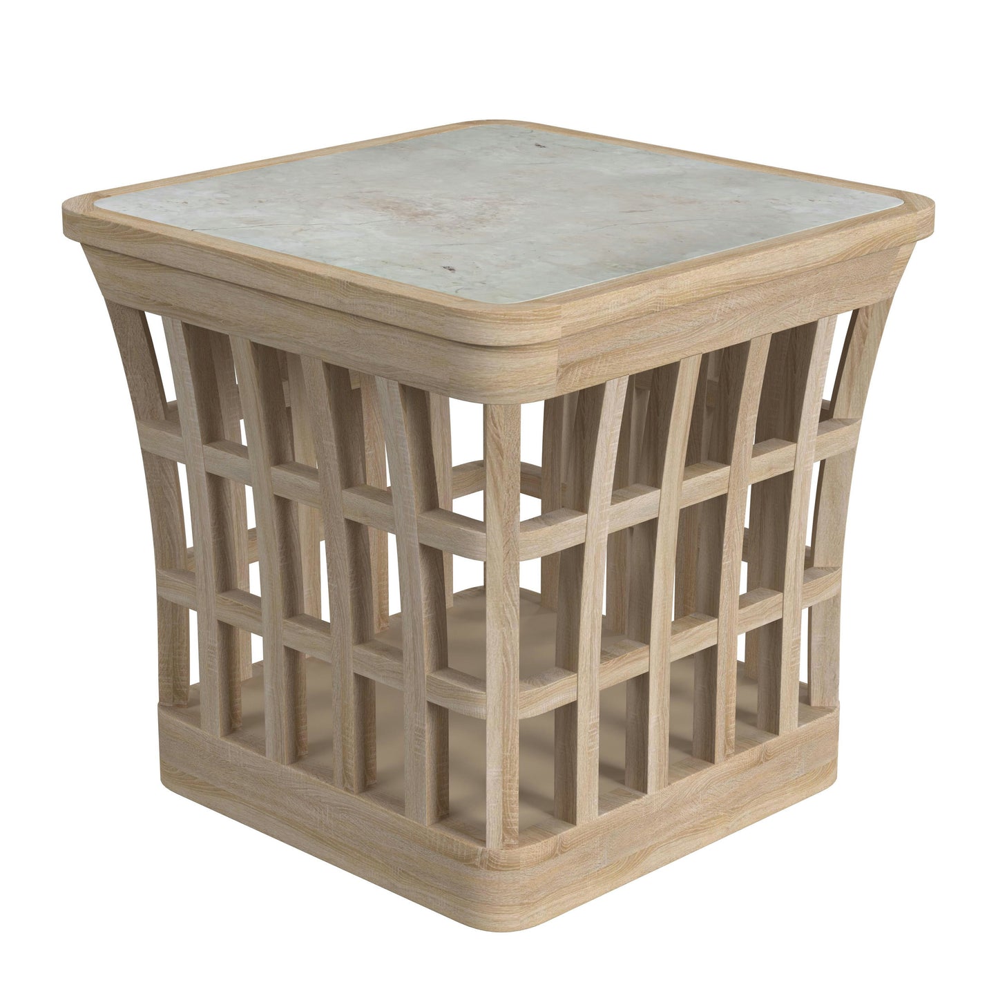 Butler Specialty Company, Monhegan Outdoor Teak and Marble End Table, Cream