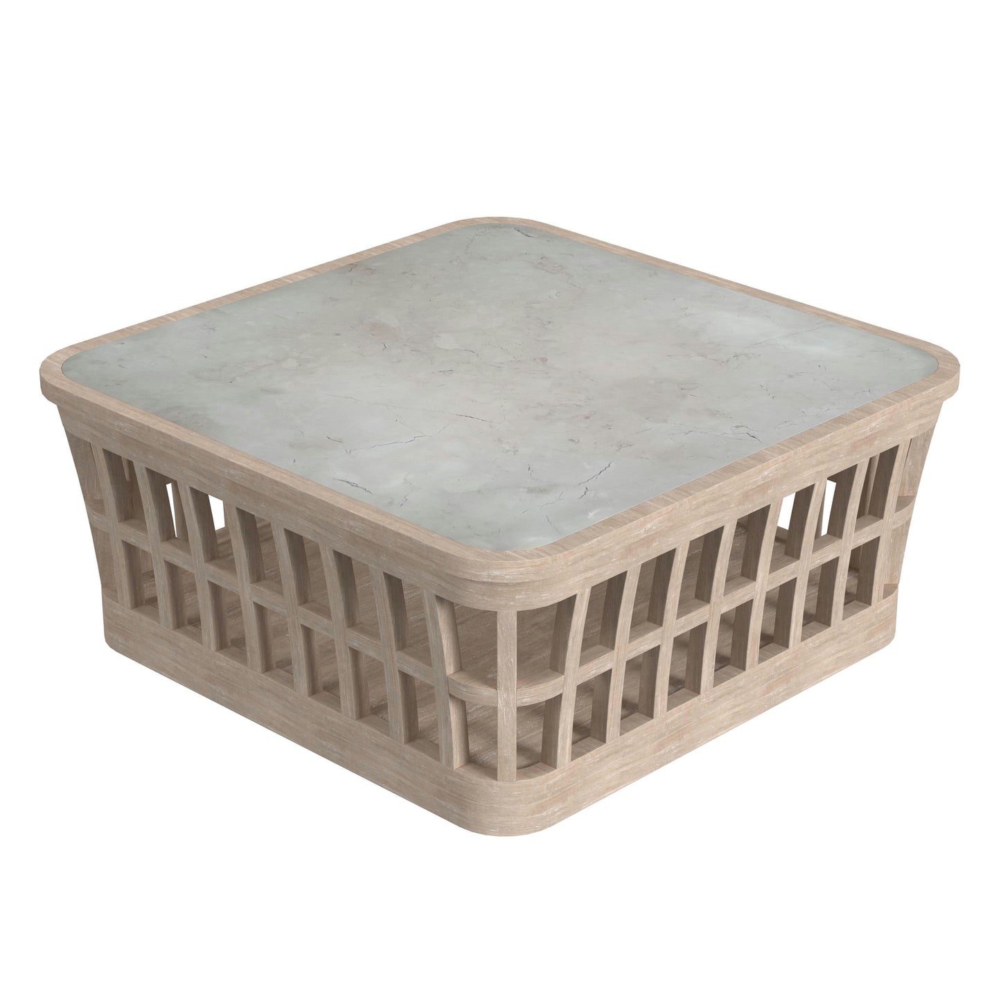 Butler Specialty Company, Monhegan Outdoor Teak and Marble Coffee Table, Cream