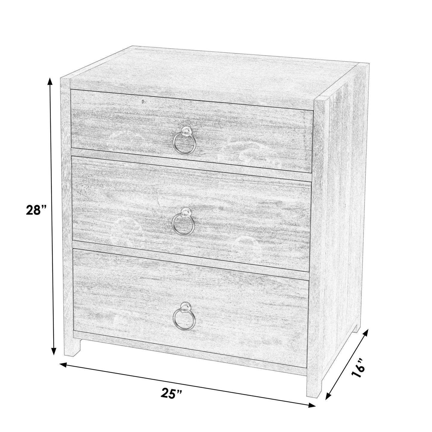Butler Specialty Company, Lark 3 Drawer Nightstand, White