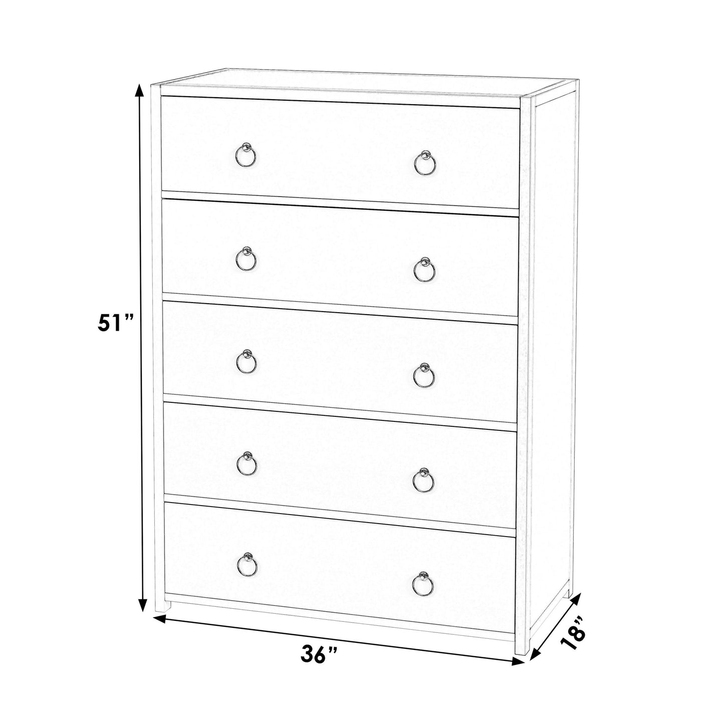 Butler Specialty Company, Lark 5 Drawer Dresser, White