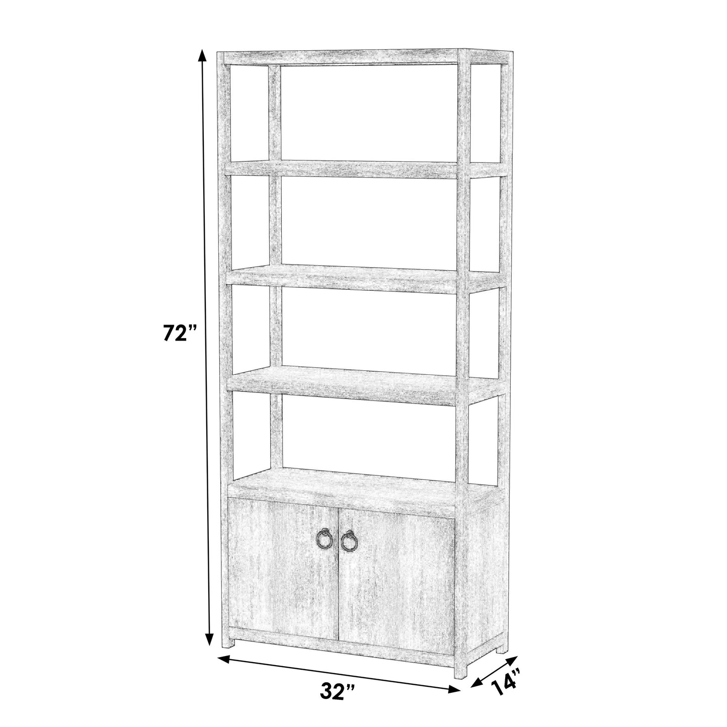 Butler Specialty Company, Lark 4- Tier Etagere Bookcase Cabinet, White