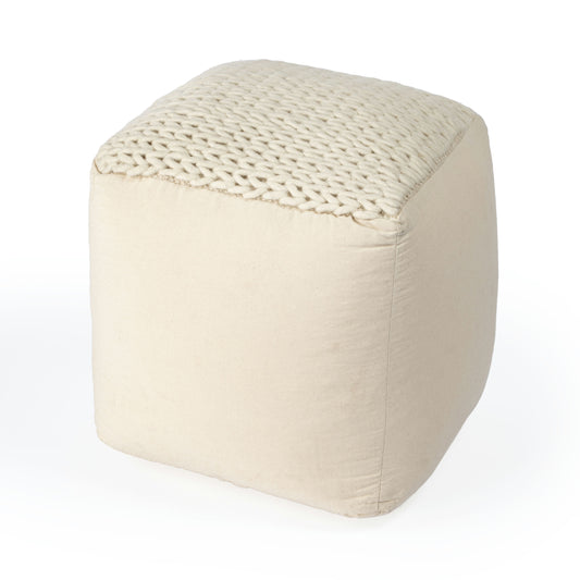 Butler Specialty Company, Fernandos Woven Pouffe, Cream, Ivory