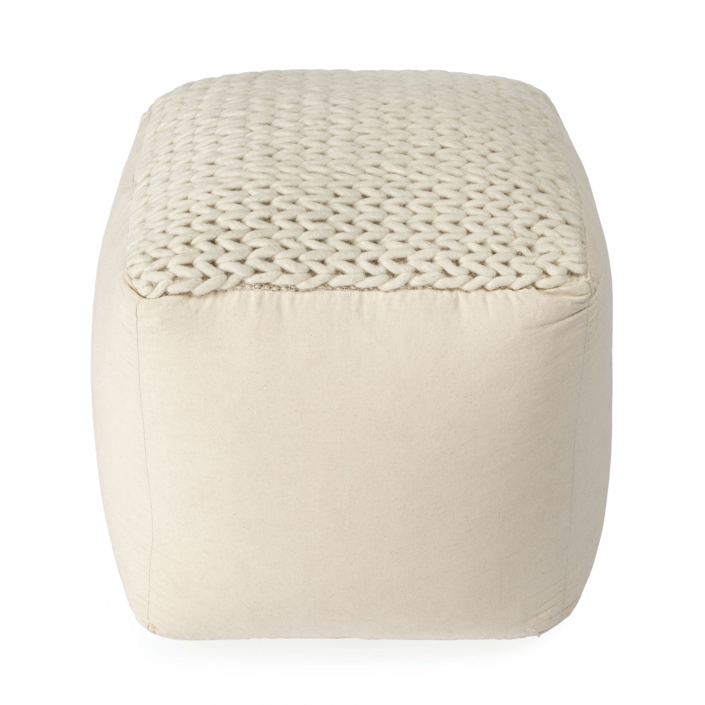 Butler Specialty Company, Fernandos Woven Pouffe, Cream, Ivory