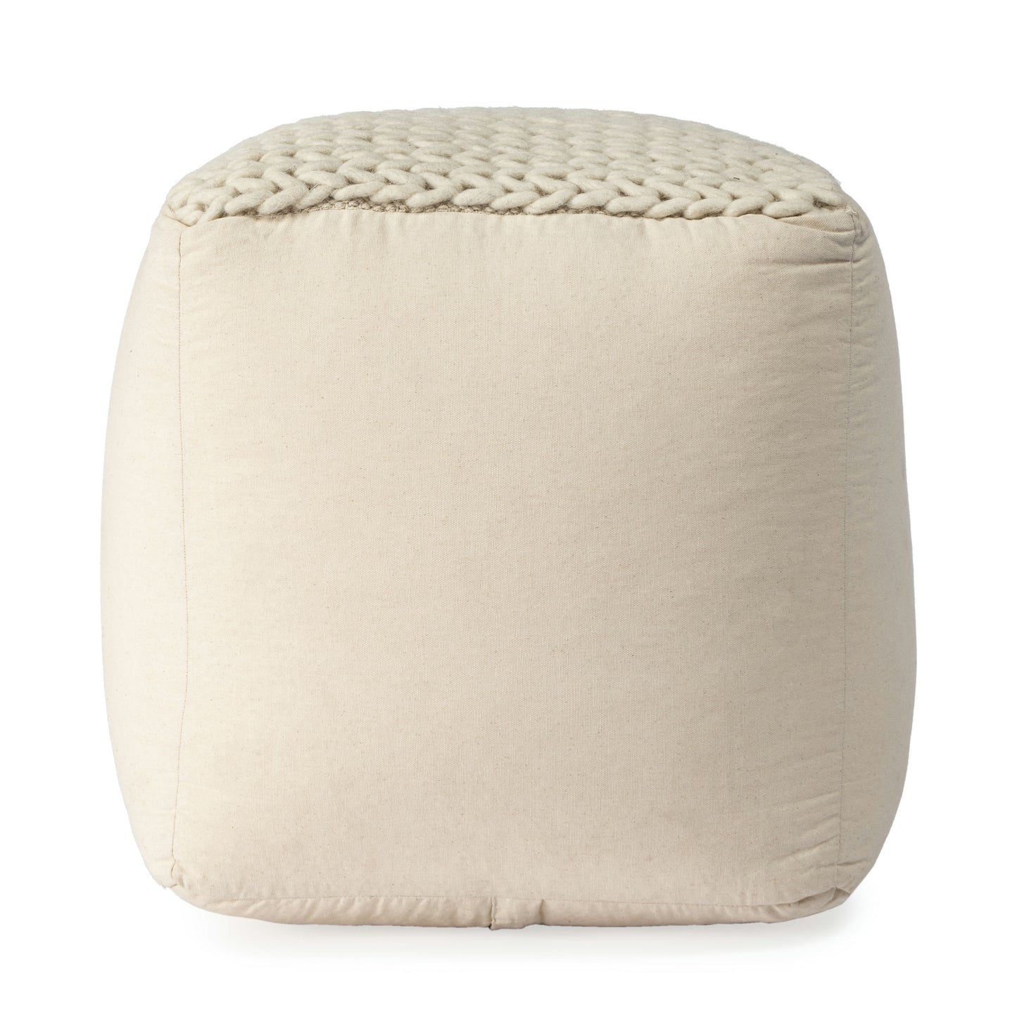 Butler Specialty Company, Fernandos Woven Pouffe, Cream, Ivory