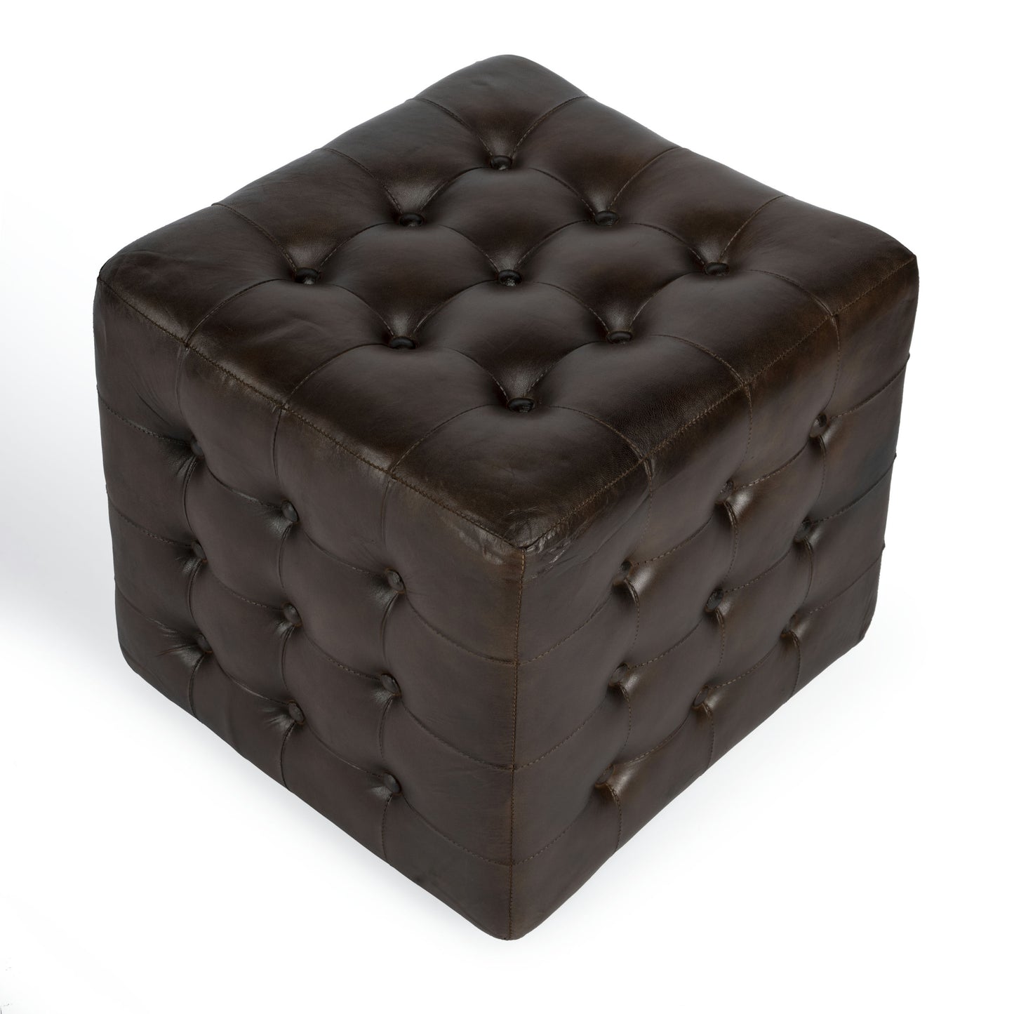 Butler Specialty Company, Leon Button Tufted Leather Ottoman, Brown