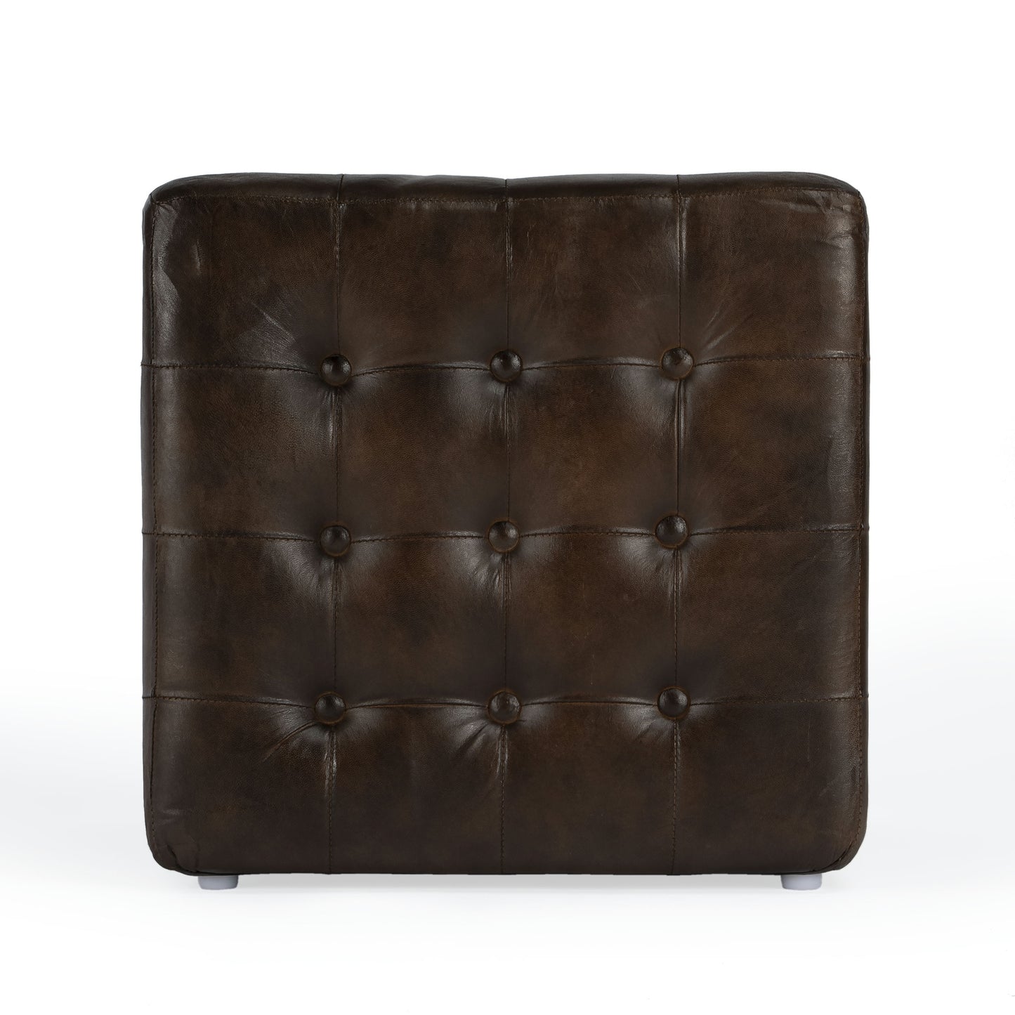 Butler Specialty Company, Leon Button Tufted Leather Ottoman, Brown