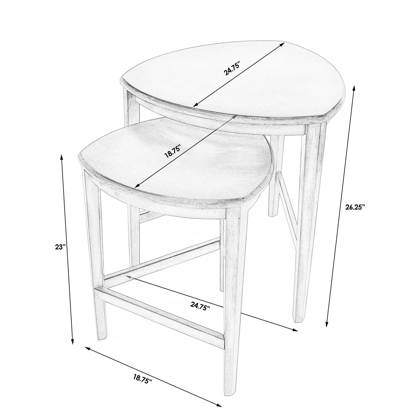 Butler Specialty Company, Finnegan Triangle Nesting Tables, Gray