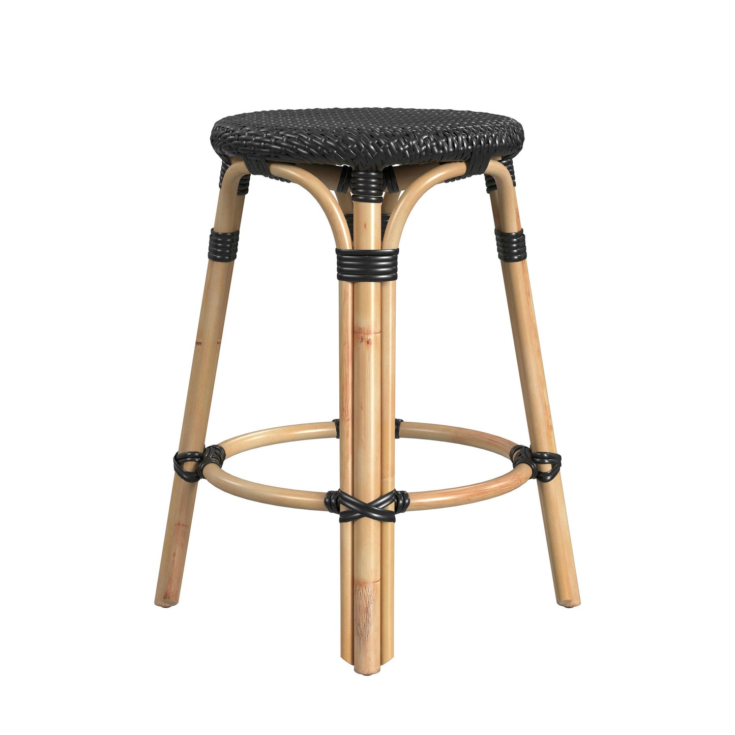 Butler Specialty Company, Tobias Rattan Round 24" Counter Stool, Black