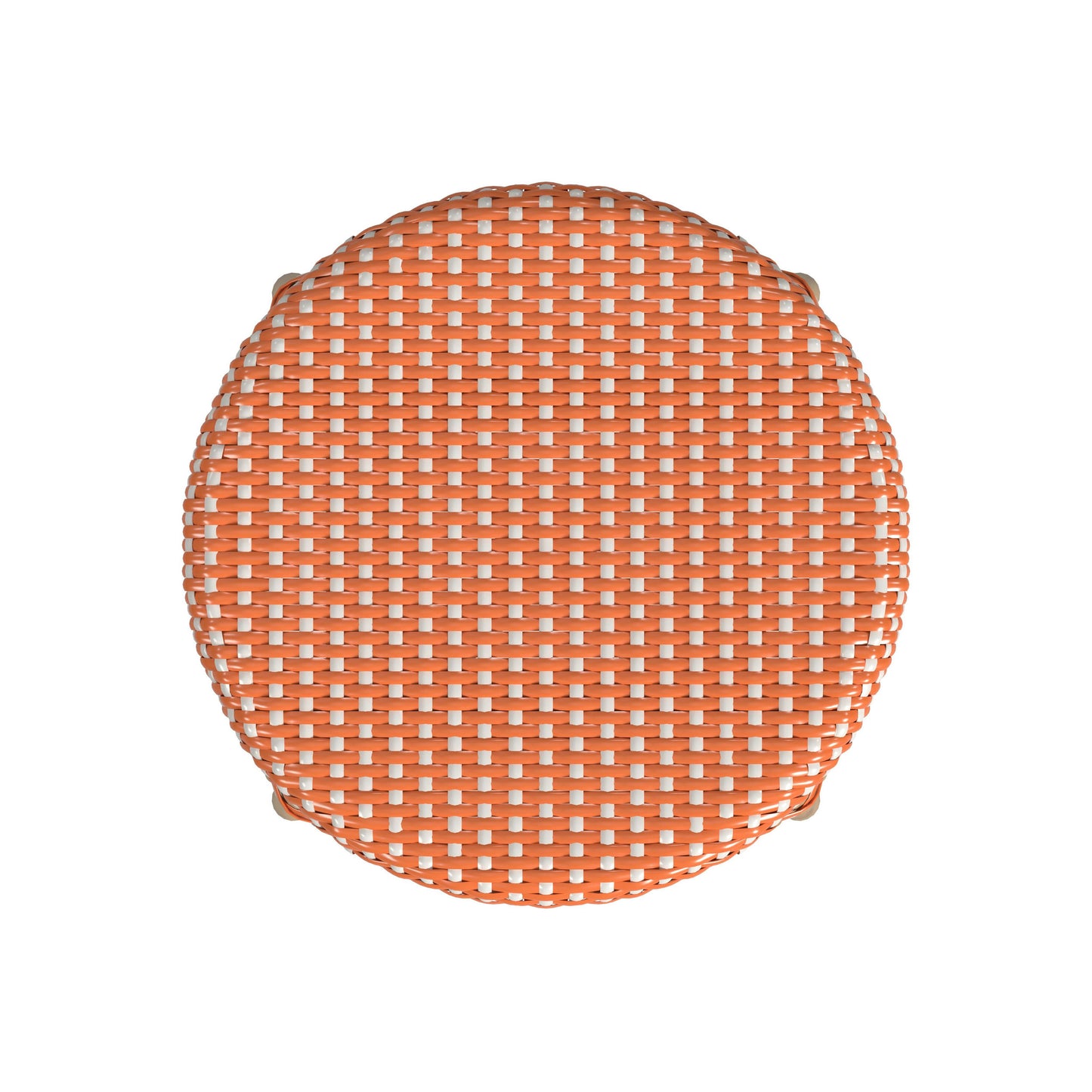 Tobias Rattan Round 24" Counter Stool, Orange and White Dot