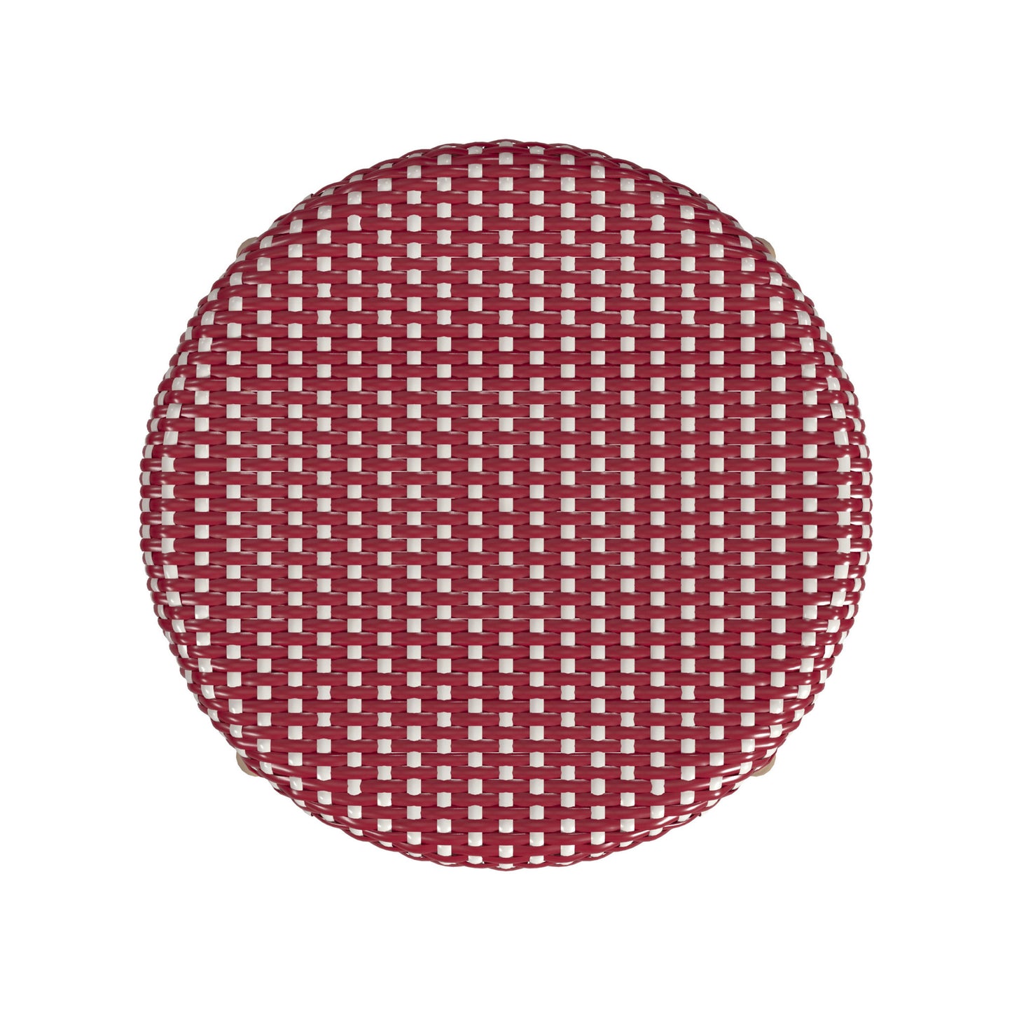 Tobias Rattan Round 24" Counter Stool, Red and White Dot