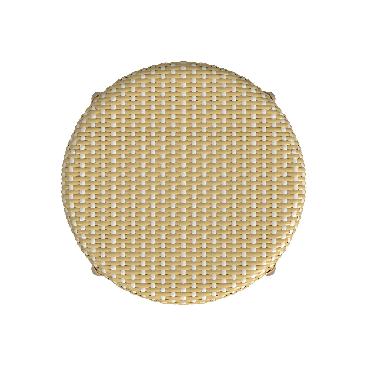 Tobias Rattan Round 24" Counter Stool, Yellow and White Dot