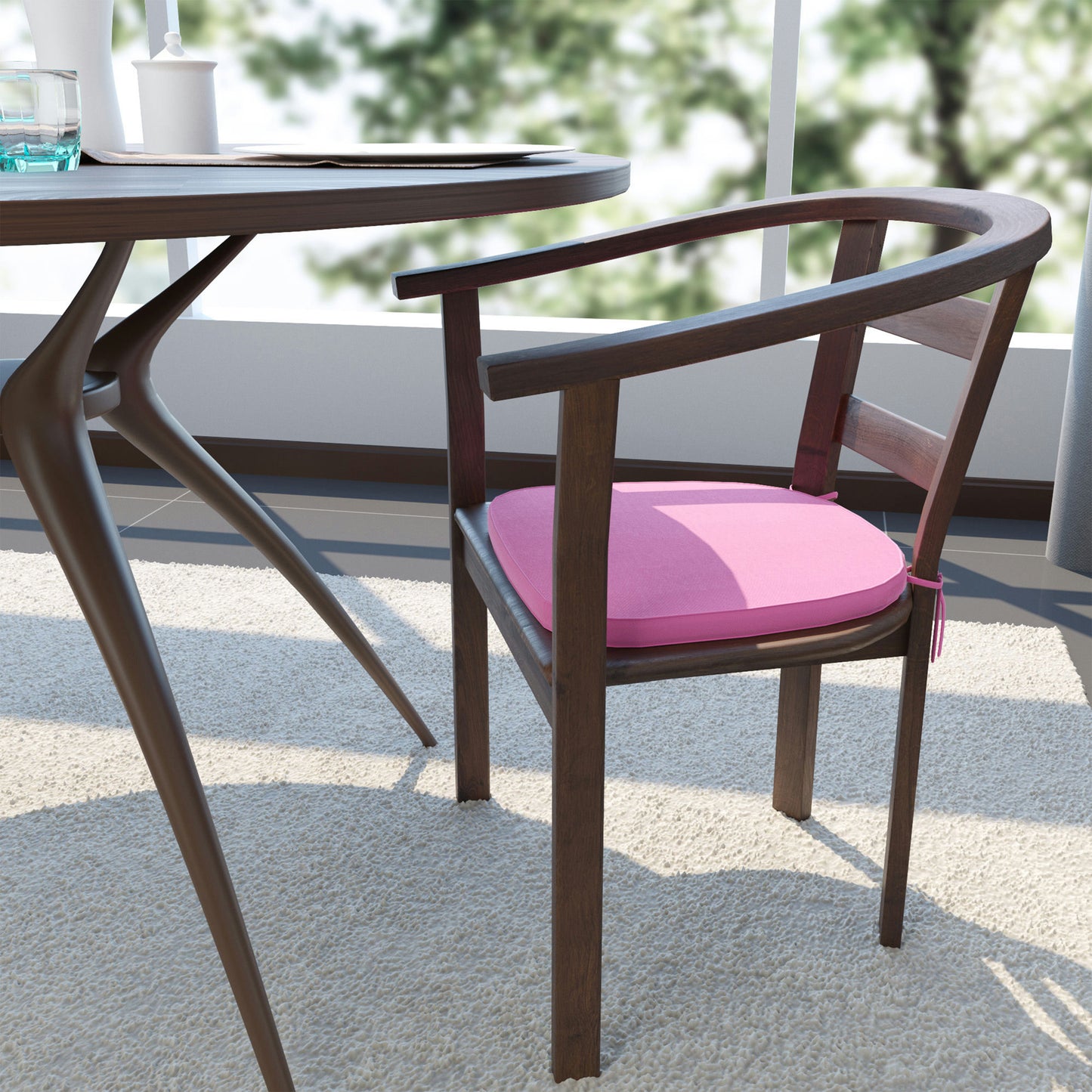 LeisureMod Modern Pink Dining Chair Cushion Pads