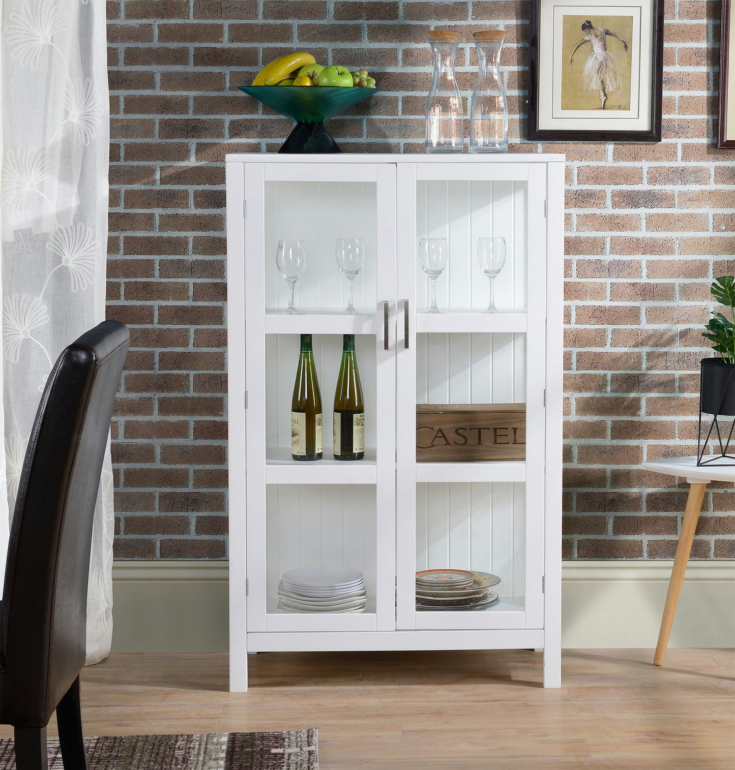 White finish glass display cabinet