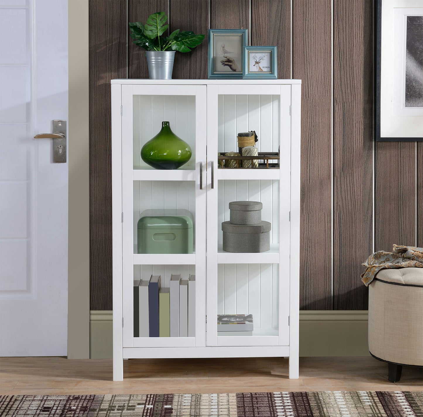 White finish glass display cabinet