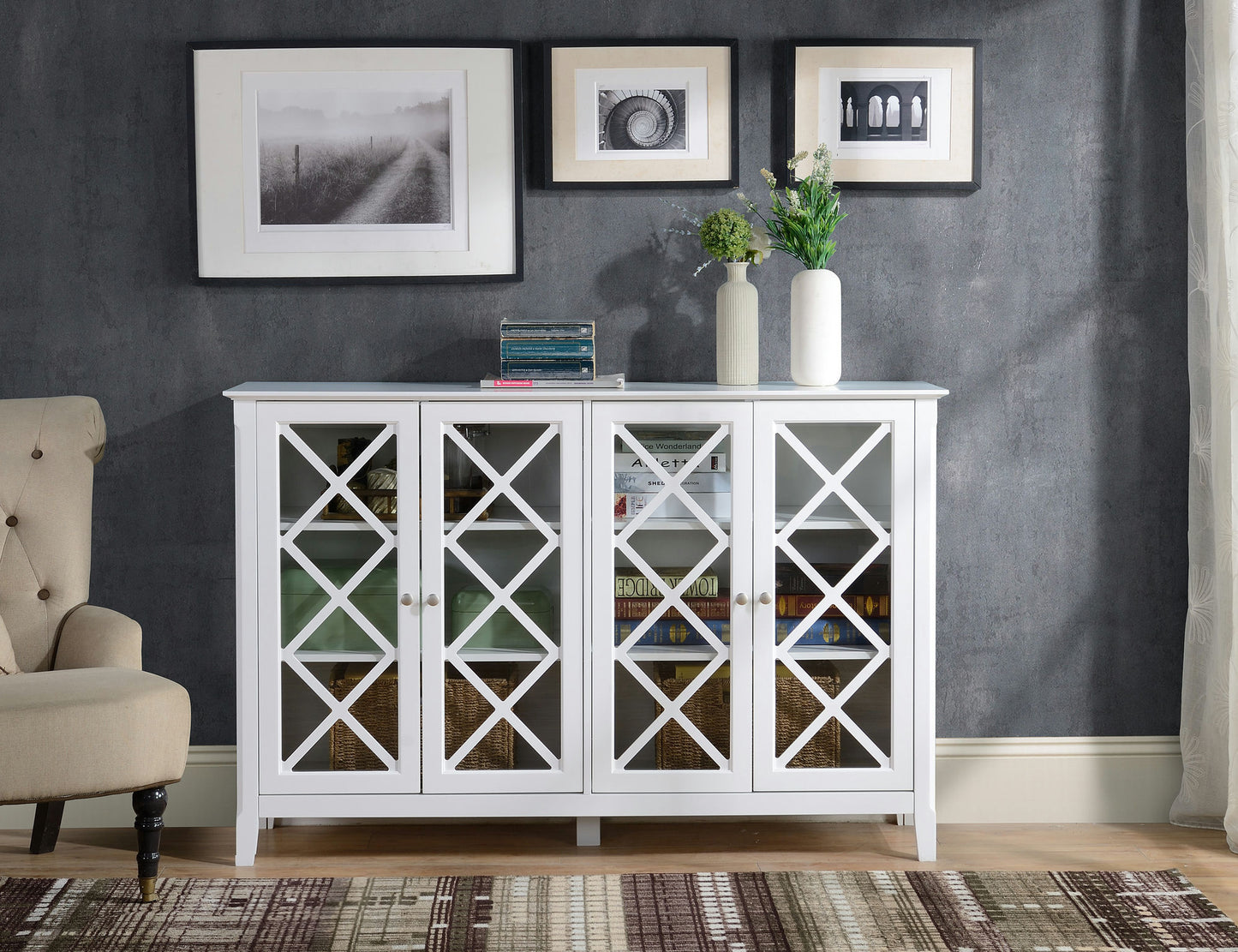 Savannah White Accent Cabinet With Four Doors