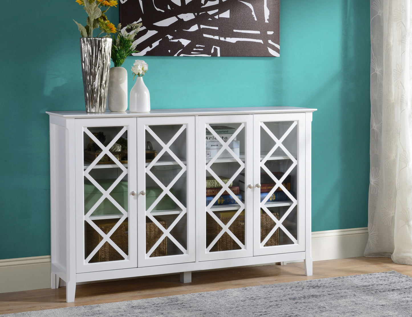 Savannah White Accent Cabinet With Four Doors