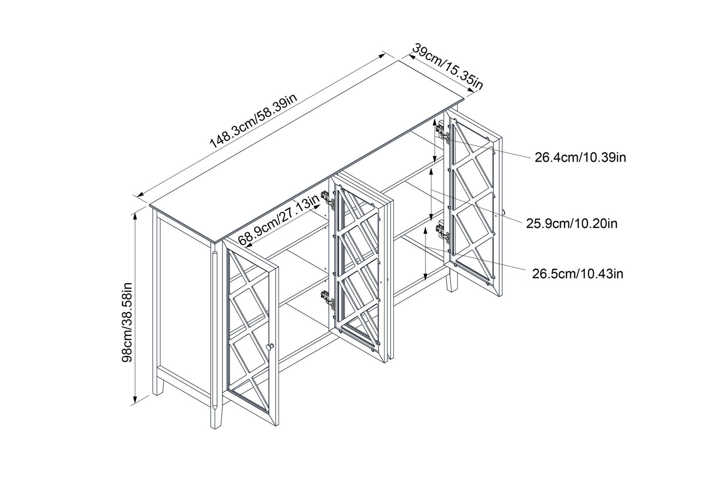 Savannah White Accent Cabinet With Four Doors