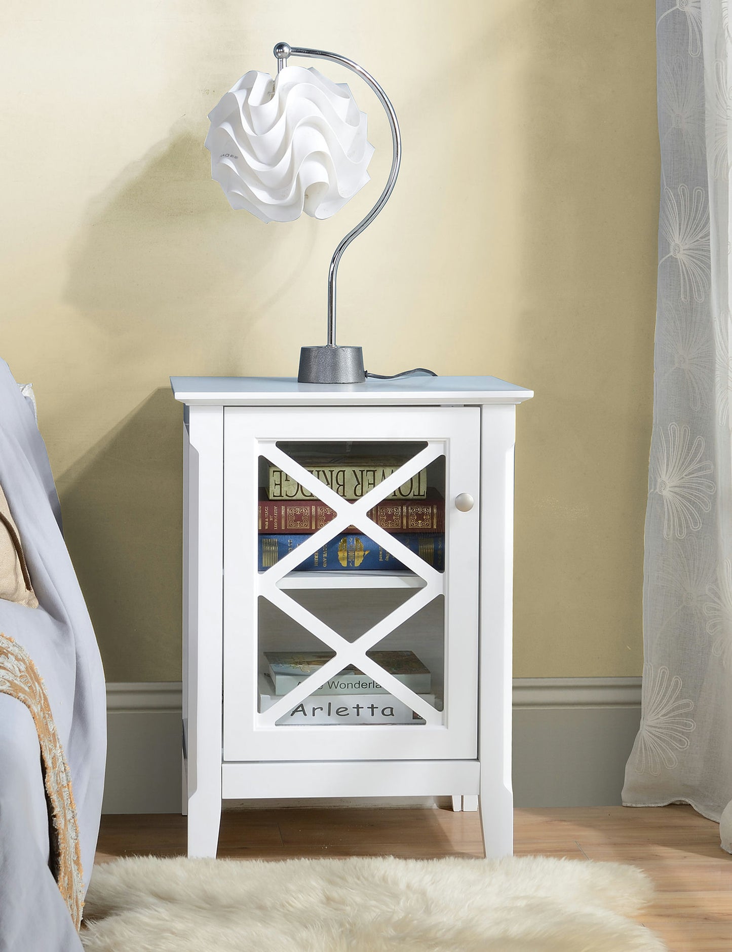 Savannah White Accent Side Table With Cabinet