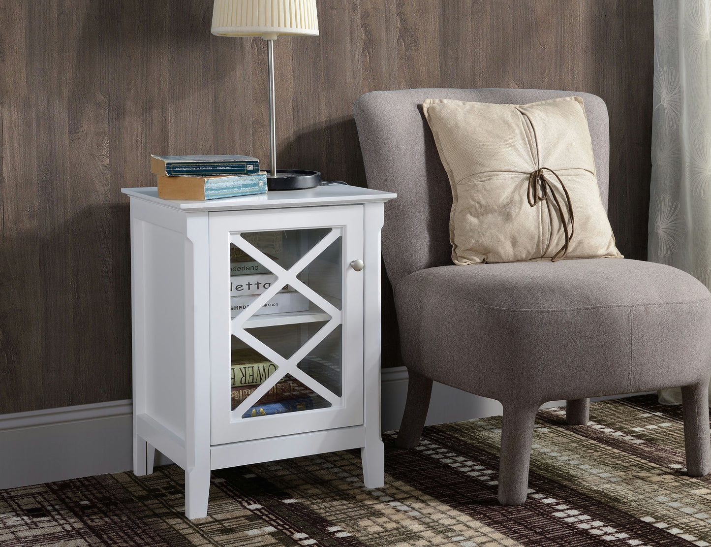 Savannah White Accent Side Table With Cabinet